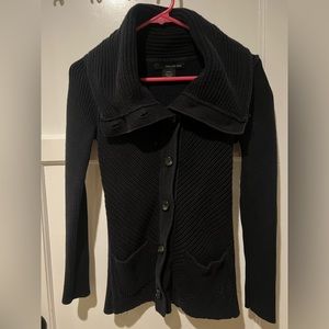 Calvin Klein high neck black button up sweater